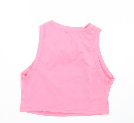 SheIn Womens Pink Cotton Cropped Tank Size S Crew Neck - Baby Girl