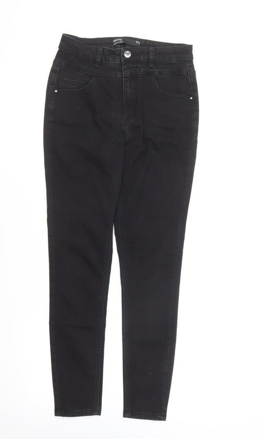 Dunnes Womens Black Cotton Skinny Jeans Size 10 L26 in Regular Button
