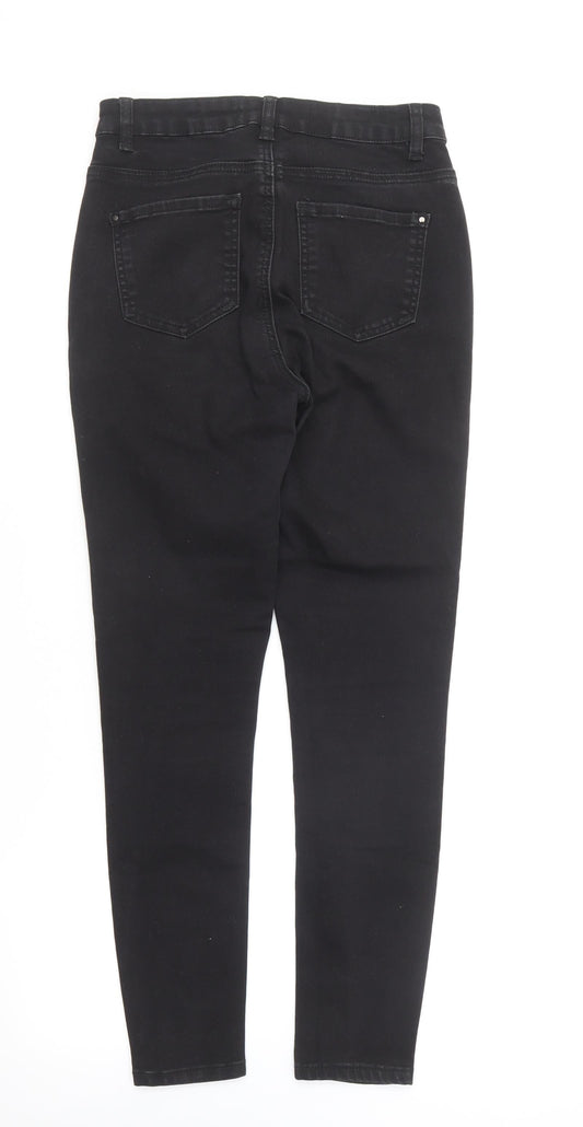Dunnes Stores Womens Black Cotton Skinny Jeans Size 10 L26 in Regular Button