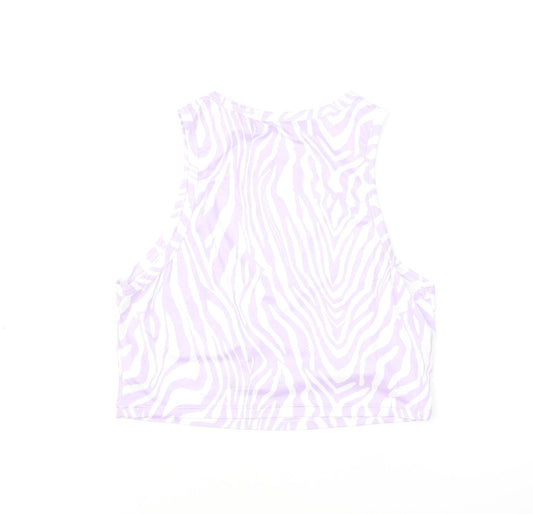SheIn Womens Purple Animal Print Polyester Cropped Tank Size L Round Neck - Zebra Print