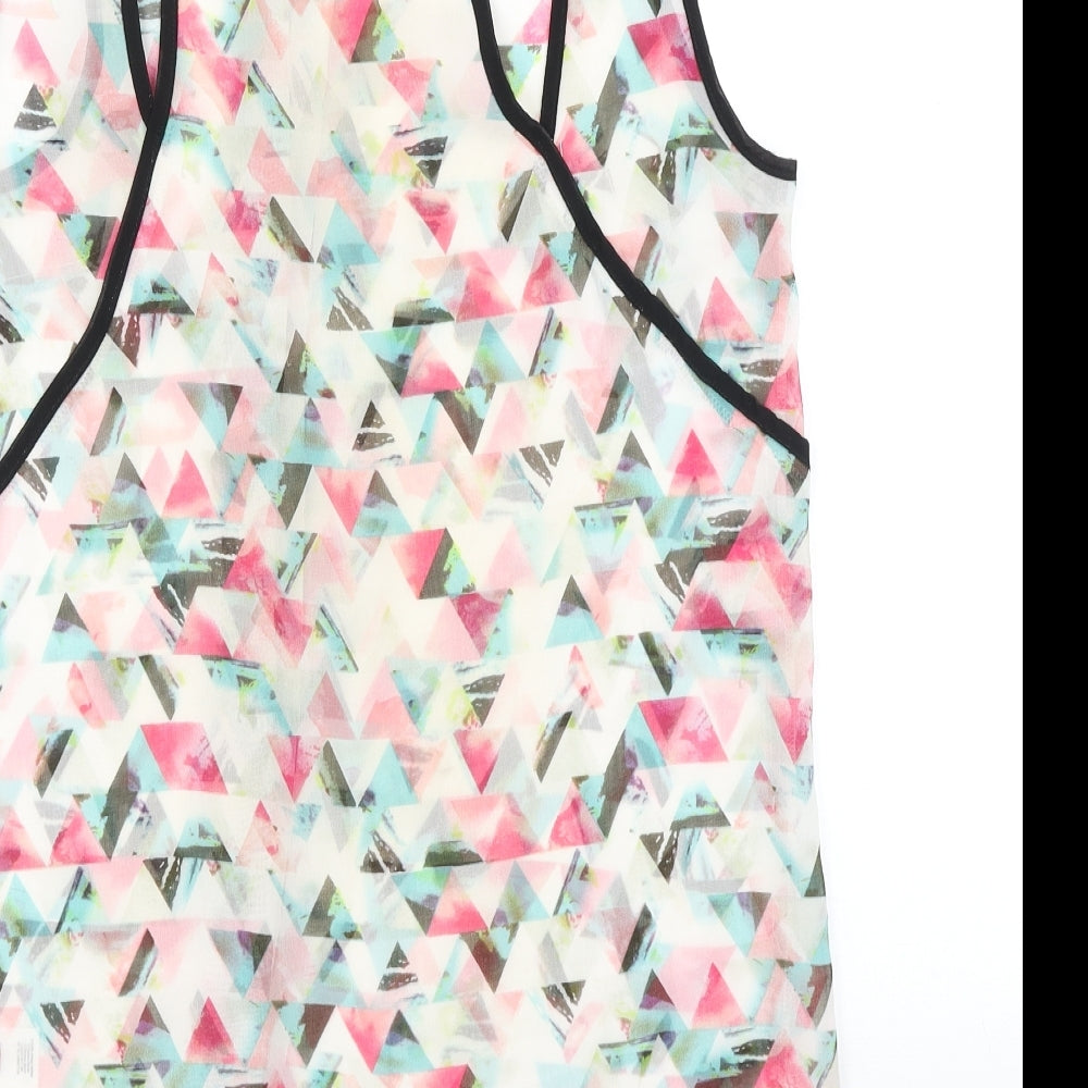 Miss Selfridge Womens Multicoloured Geometric Polyester Tunic Button-Up Size 10 Collared