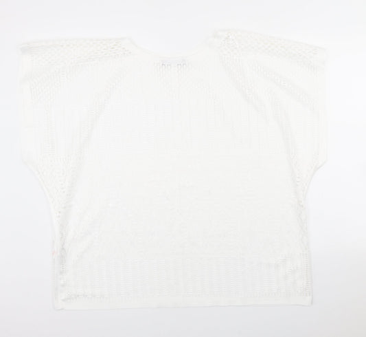 Atmosphere Womens White Polyester Basic T-Shirt Size M Round Neck - Beach Wear