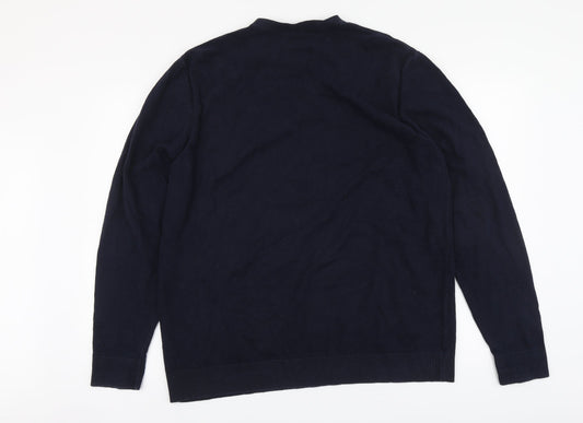 Selected Mens Blue Round Neck Cotton Pullover Jumper Size 2XL