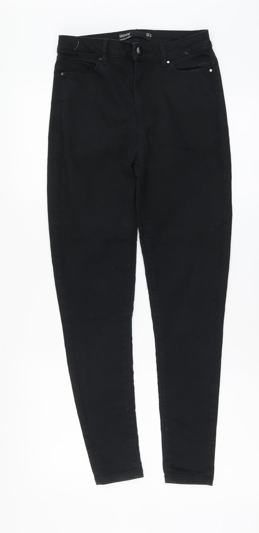 Dunnes Womens Black Cotton Skinny Jeans Size 8 L26 in Regular Button