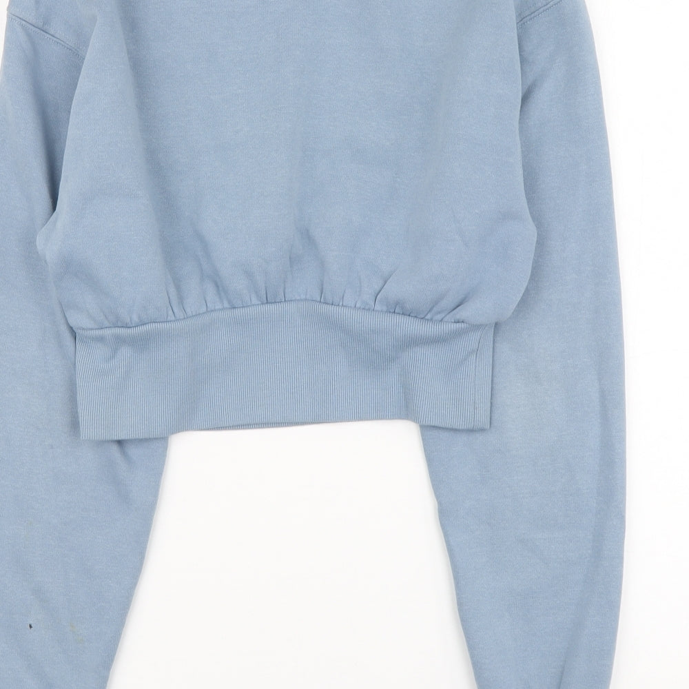 H&M Womens Blue Cotton Pullover Hoodie Size M Pullover