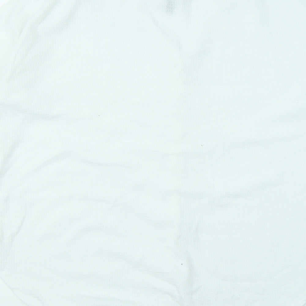 Iwollence Womens White Polyester Basic Button-Up Size M V-Neck - Front Knot