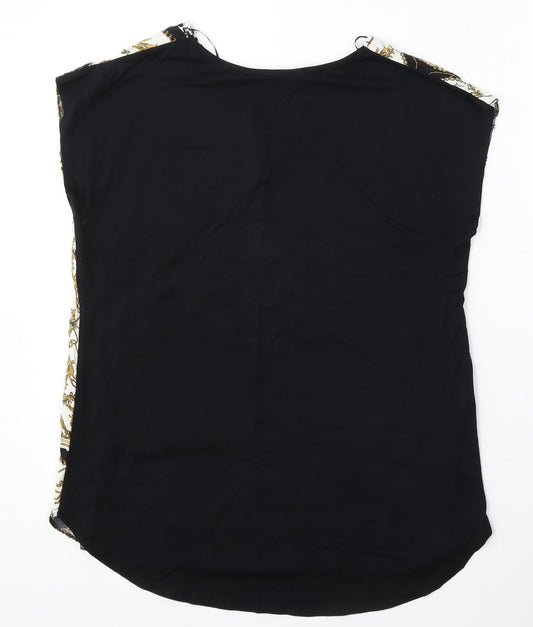 F&F Womens Multicoloured Geometric Viscose Basic Blouse Size 12 Round Neck