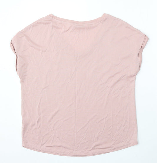 TU Womens Pink Modal Basic T-Shirt Size 10 V-Neck