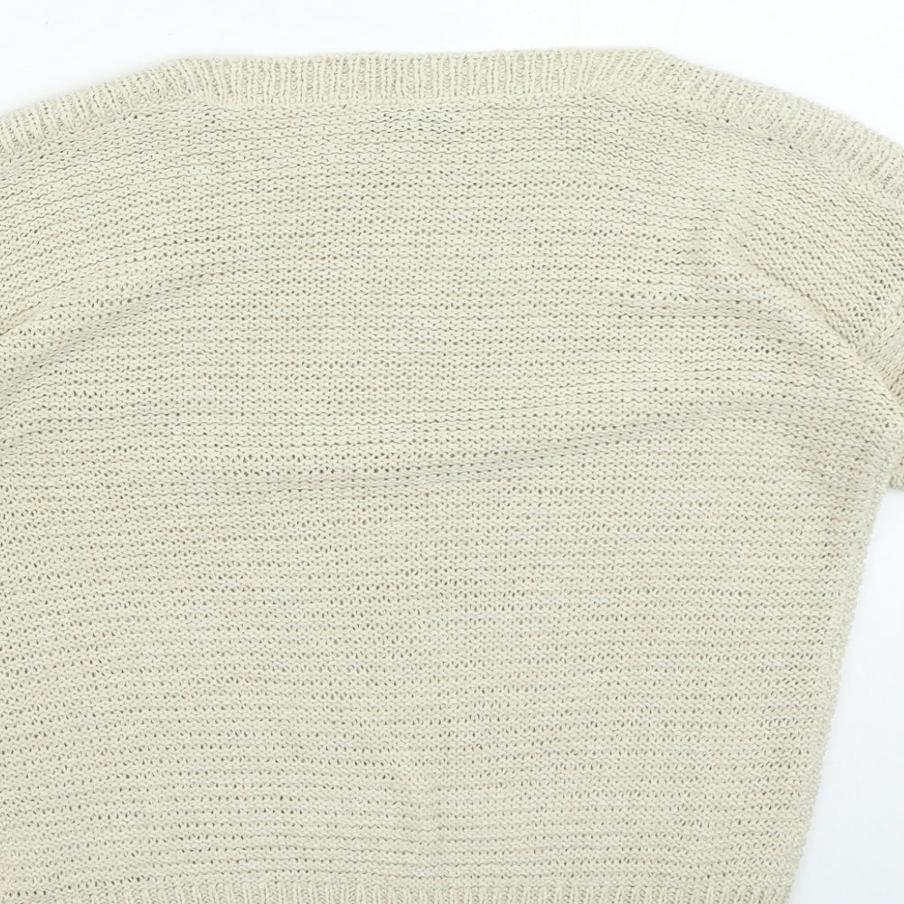 Wallis Womens Beige Round Neck Acrylic Pullover Jumper Size S