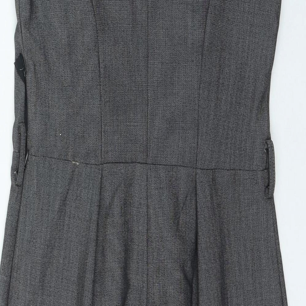 Glamourous Womens Grey Polyester Bodycon Size 10 Round Neck Button