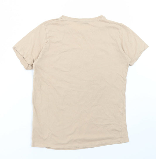 Womens UK Size 6 New Look Beige Basic T-Shirt