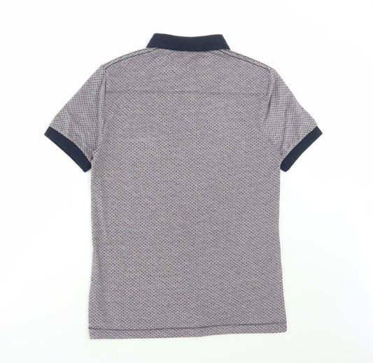 French Connection Mens Multicoloured Geometric Cotton Polo Size XS Collared Button