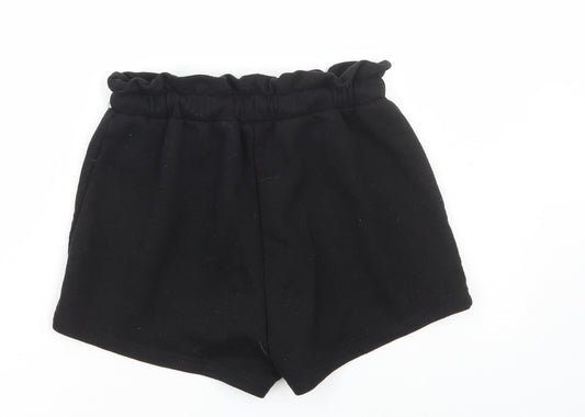 Primark Womens Black Polyester Paperbag Shorts Size XS Regular Drawstring