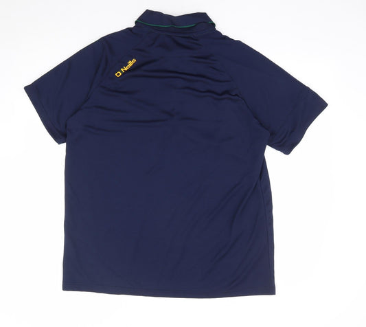 O'Niells Mens Blue Polyester Polo Size L Collared Button