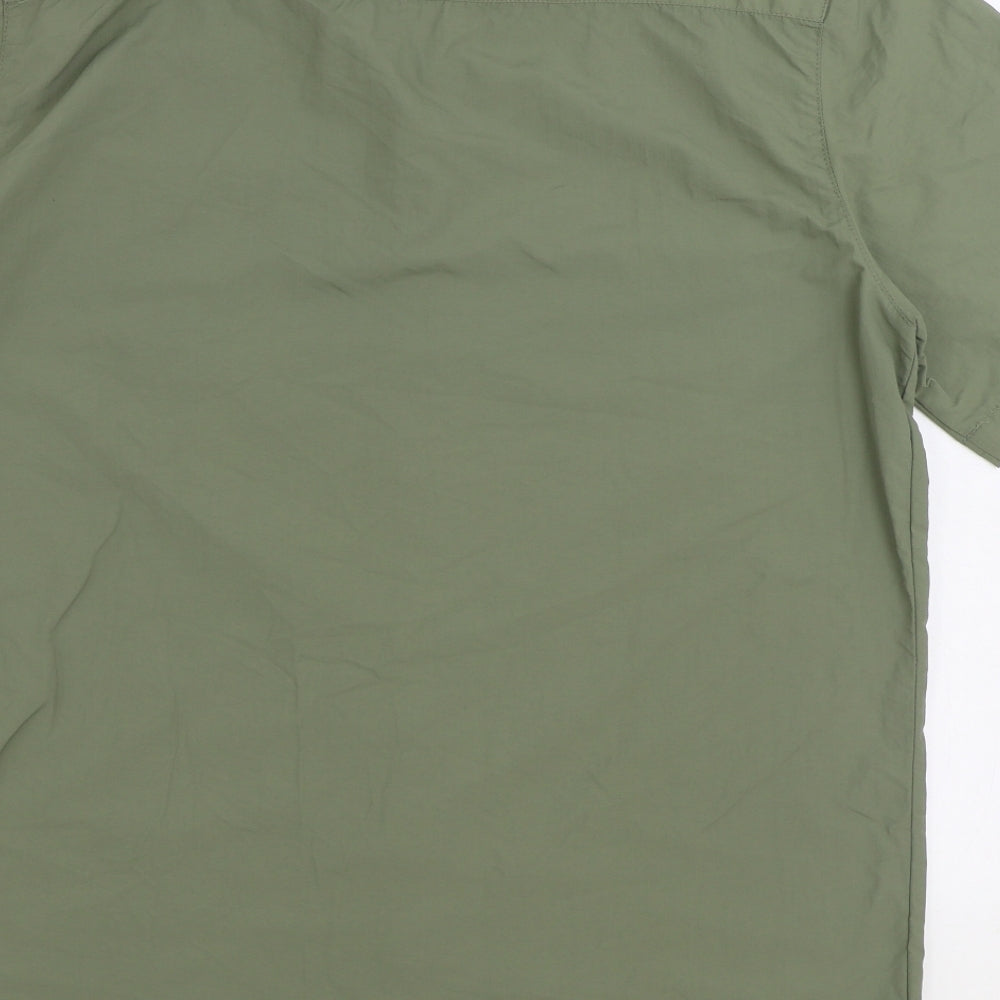 Mens UK Size M Pegasus Green Button-Up Short Sleeve Casual Shirt
