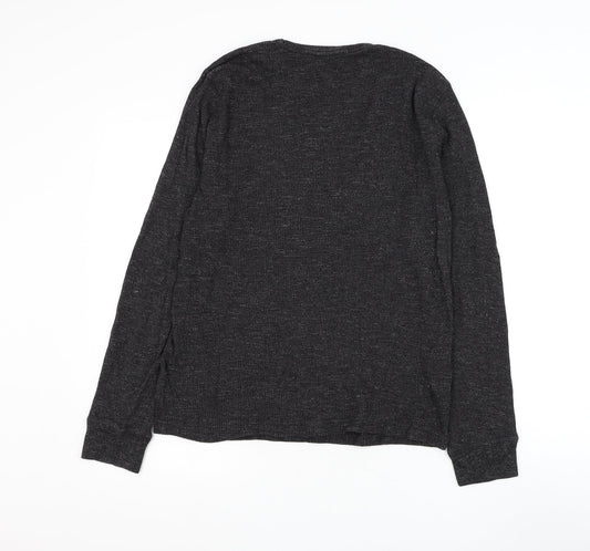 H&M Mens Black Round Neck Cotton Pullover Jumper Size L