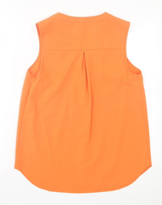 Papaya Womens Orange Polyester Basic Tank Size 10 V-Neck