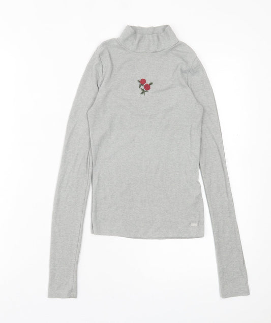 Womens UK Size S Hollister Grey Basic T-Shirt