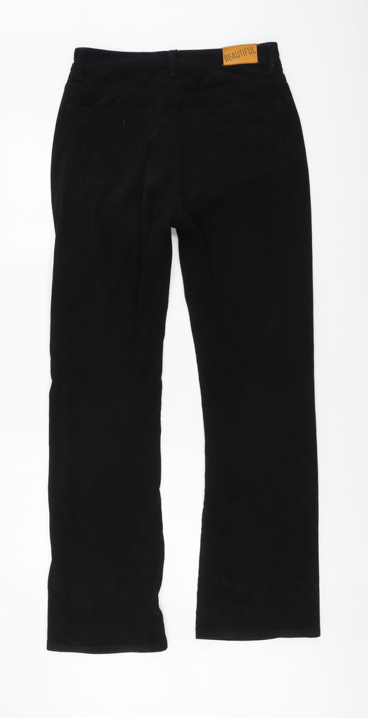 SheIn Womens Black Polyester Bootcut Jeans Size M L32 in Regular Button