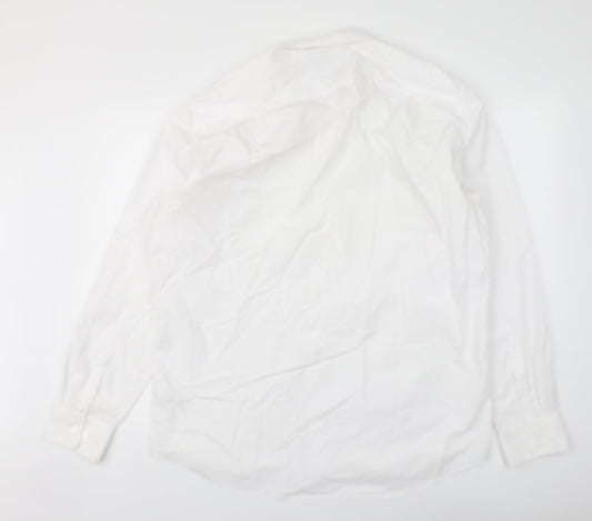 F&F Mens White Polyester Button-Up Size 16 Collared Button
