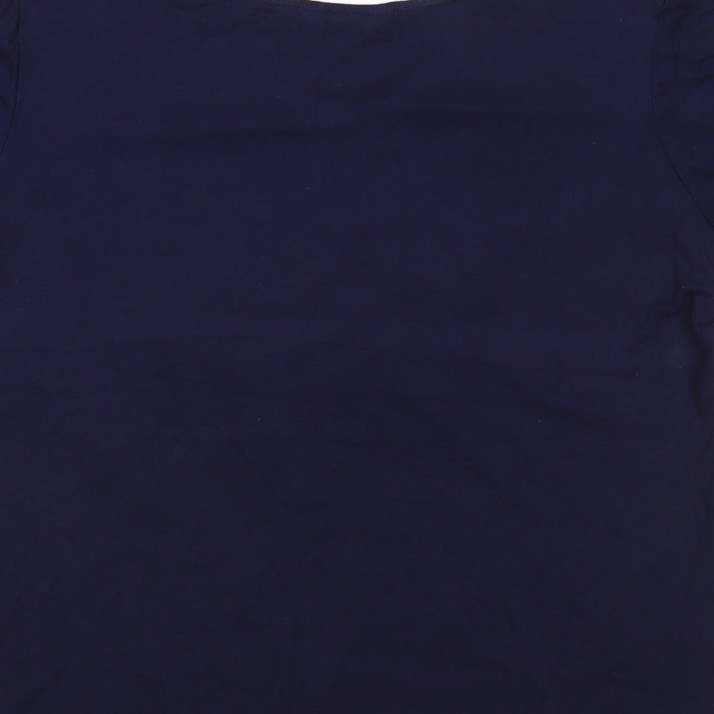 Julipa Womens Blue Geometric Polyester Basic Blouse Size 14 V-Neck