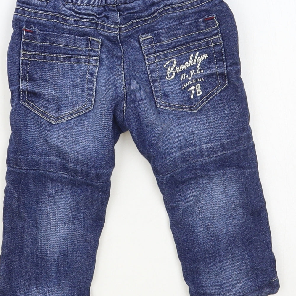 Fagottino Boys Blue Cotton Jogger Jeans Size 6-9 Months Snap