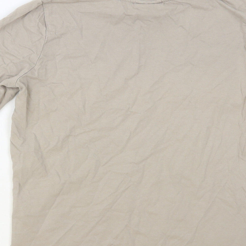 Ellesse Boys Beige Colourblock Cotton Pullover T-Shirt Size 10-11 Years Crew Neck Pullover