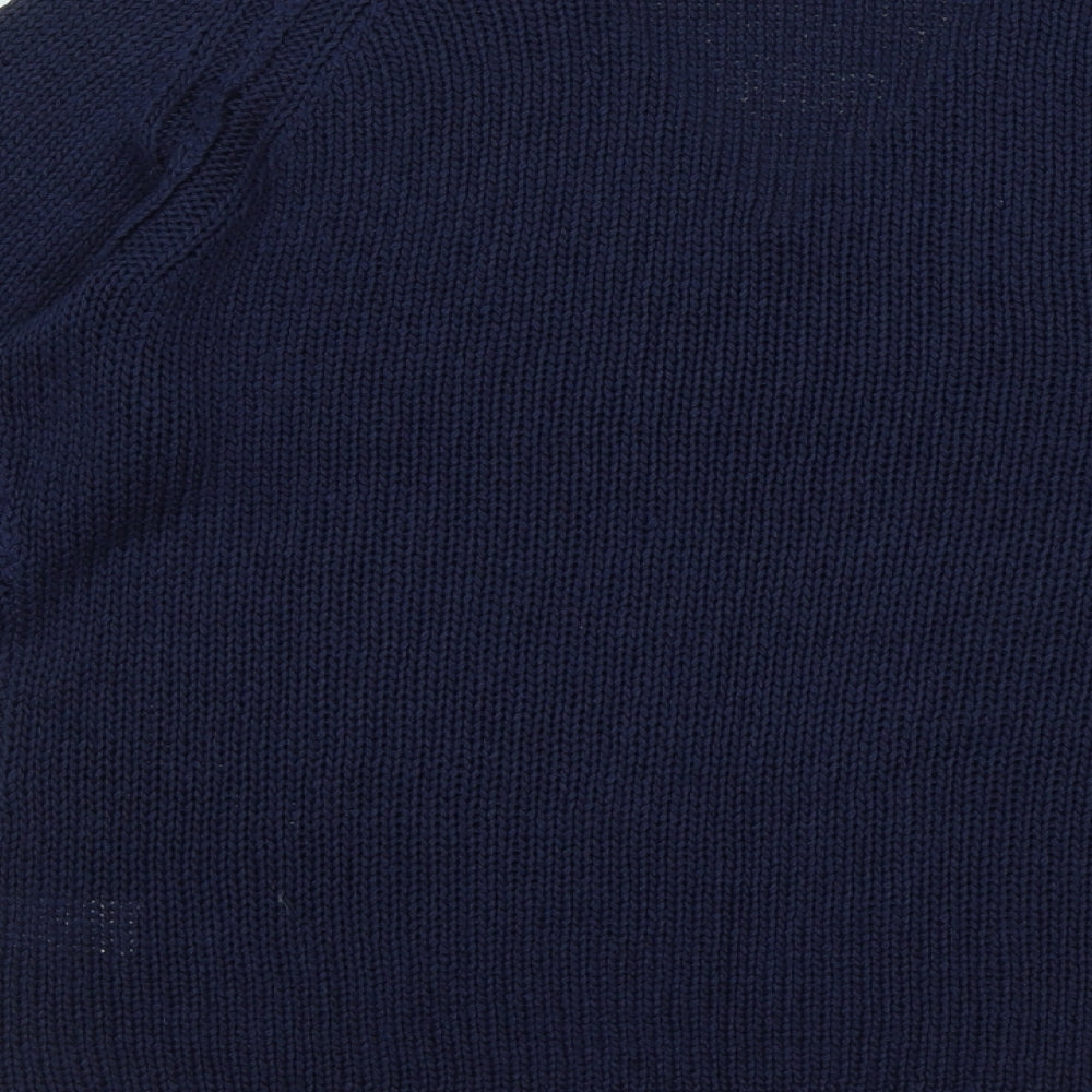 Avenue Womens Blue V-Neck Acrylic Pullover Jumper Size M