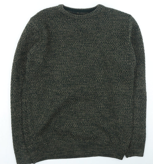 Easy Mens Green Round Neck Acrylic Pullover Jumper Size M
