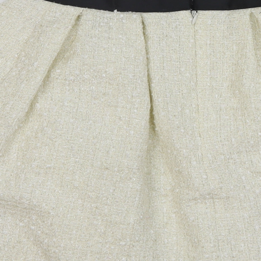 Dorothy Perkins Womens Beige Acrylic Pleated Skirt Size 8 Zip
