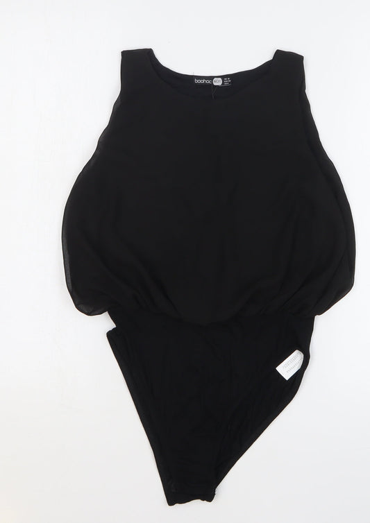 Womens UK Size 10 Boohoo One-Piece Black Bodysuit
