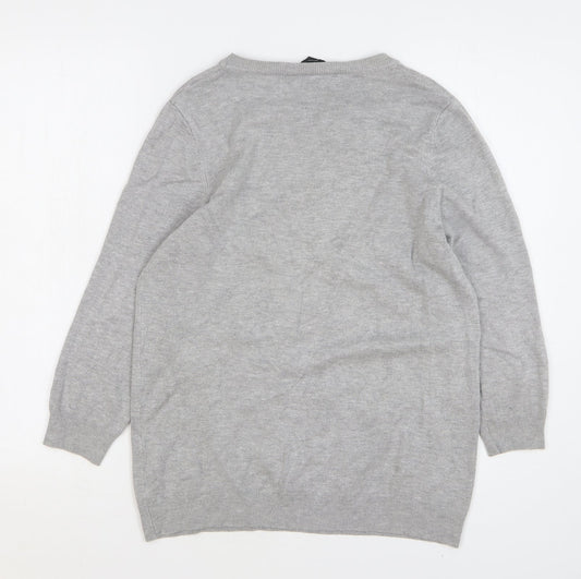 F&F Womens Grey Round Neck Viscose Pullover Jumper Size 10
