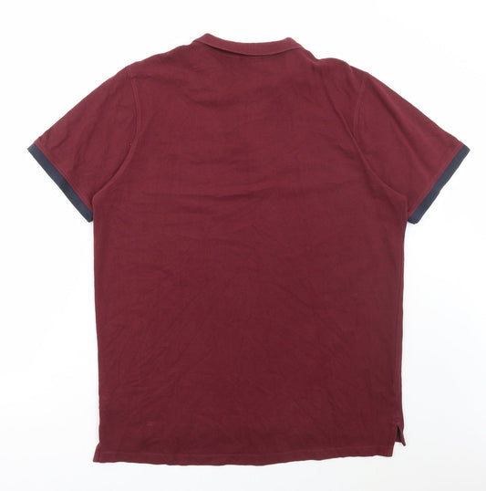 Livergy Mens Red Cotton Polo Size XL Collared Button - Sports Department