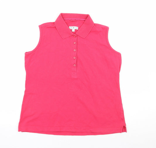 Womens UK Size 14 Green Lamb Pink Basic Polo