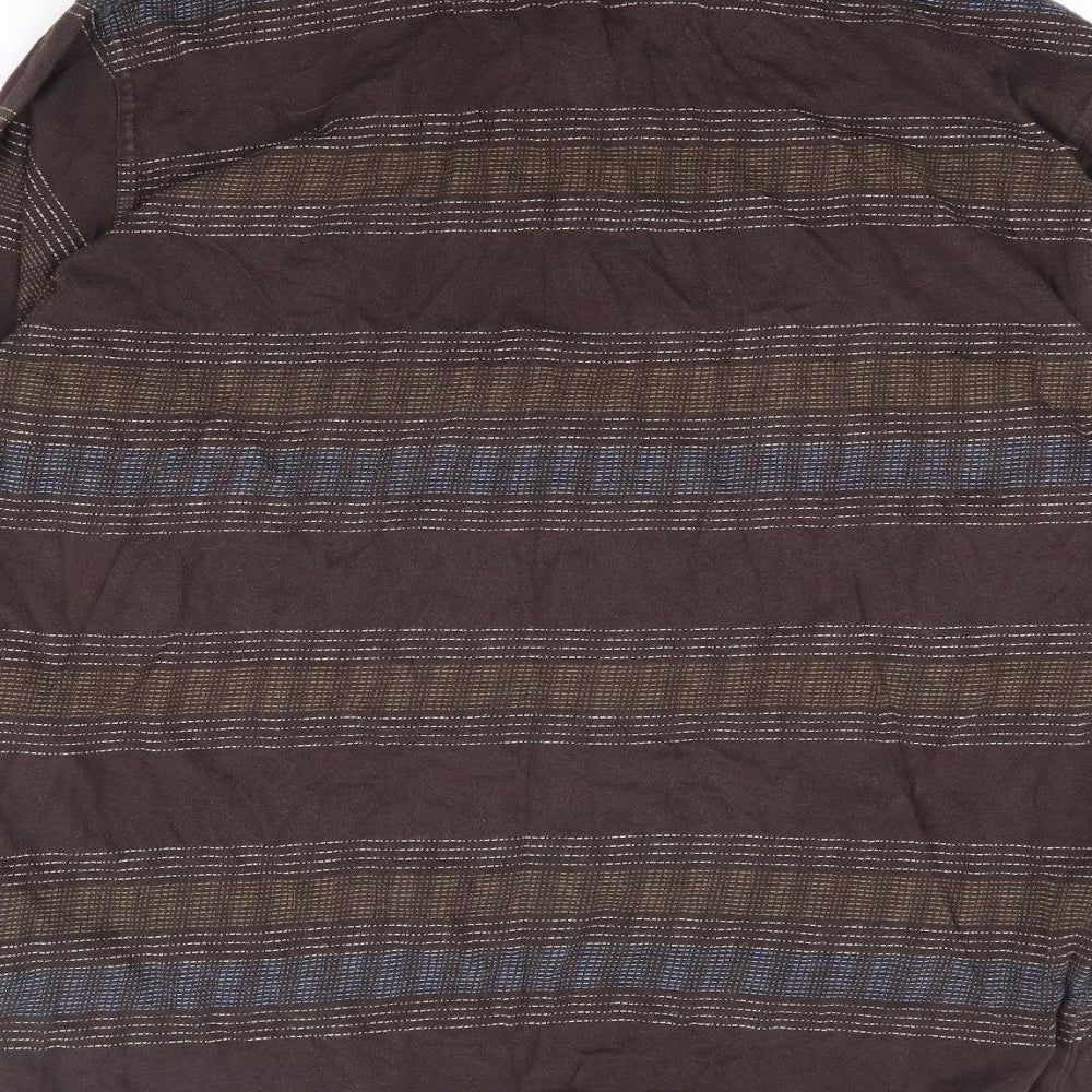 GOLFINO Mens Brown Geometric Cotton Polo Size 40 Collared Button