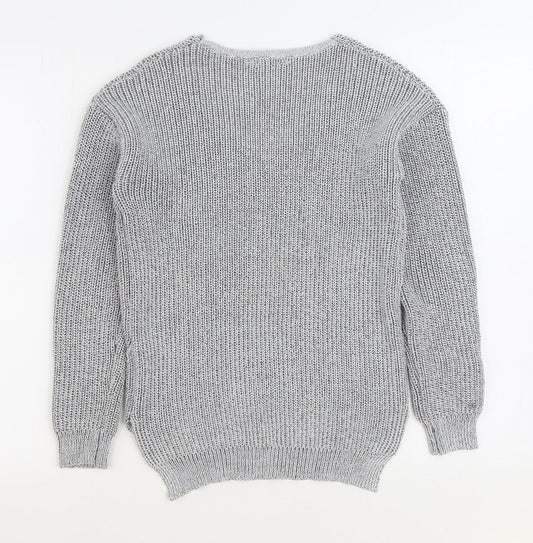 Primark Womens Grey V-Neck Polyester Pullover Jumper Size 6