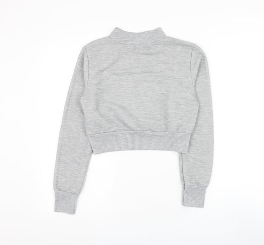 Boohoo Womens Grey Polyester Pullover Sweatshirt Size 12 Pullover - Cropped