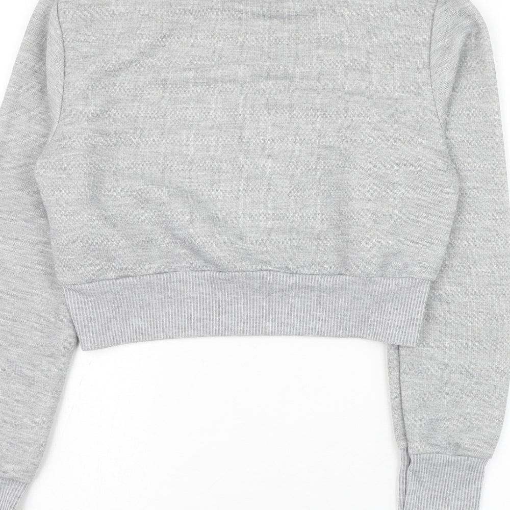 Boohoo Womens Grey Polyester Pullover Sweatshirt Size 12 Pullover - Cropped