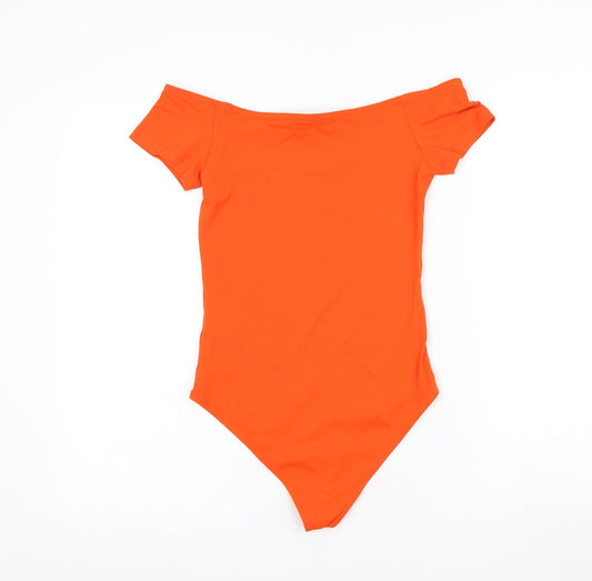Primark Womens Orange Cotton Bodysuit One-Piece Size 6 Snap