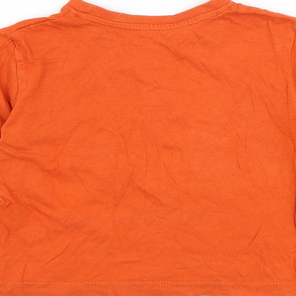 Primark Boys Orange Cotton Basic T-Shirt Size 18-24 Months Round Neck Pullover - Boston