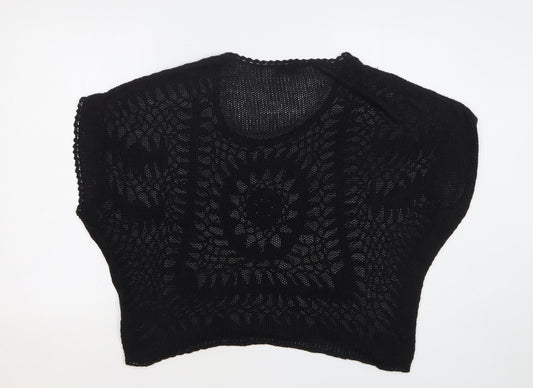 F&F Womens Black Round Neck Acrylic Pullover Jumper Size 14