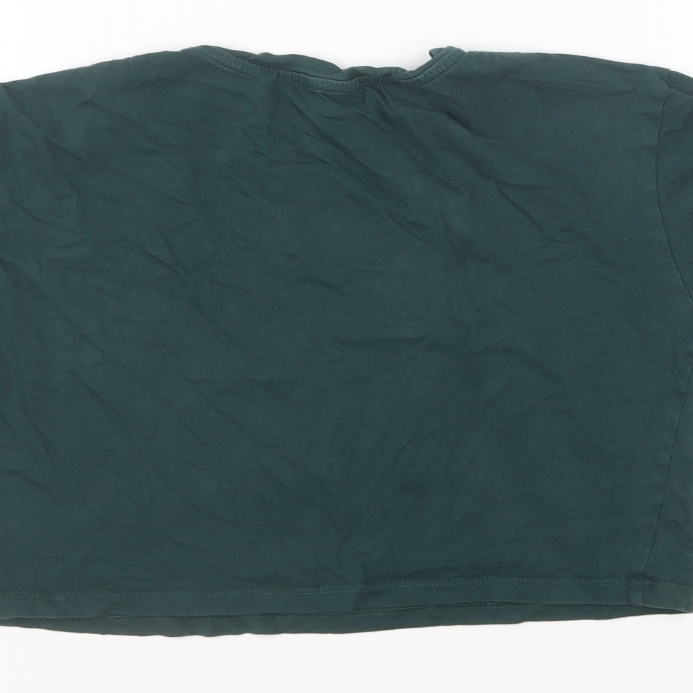 New Look Girls Green Cotton Cropped T-Shirt Size 10-11 Years Round Neck Pullover - Live In The Moment