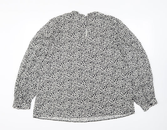 Primark Womens Black Geometric Viscose Basic Blouse Size 18 High Neck