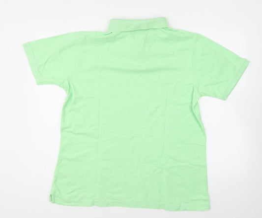 Dunnes Stores Mens Green Cotton Polo Size L Collared Button