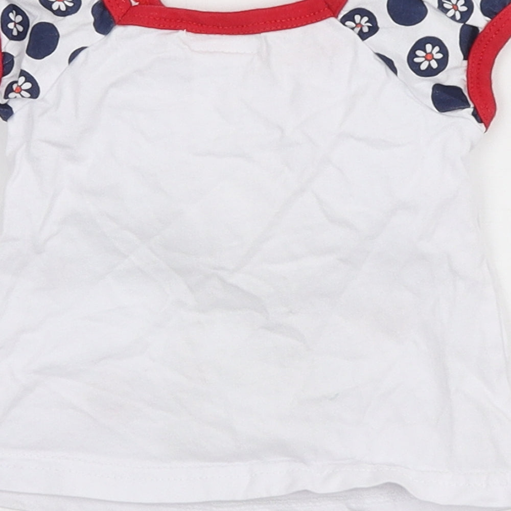 Pitter Patter Girls White Cotton Basic T-Shirt Size 12 Months Round Neck Pullover - J'adore Paris
