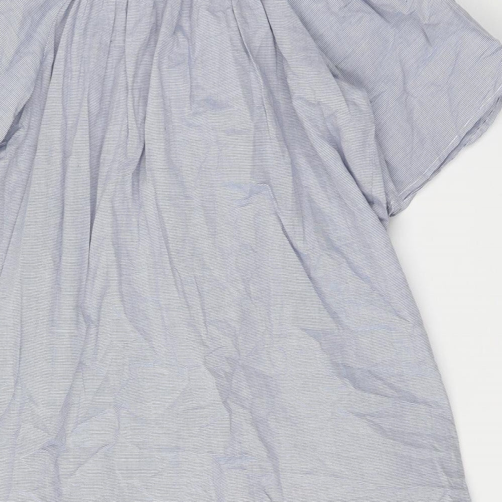 Primark Womens Blue Striped Cotton A-Line Size 10 Square Neck Pullover