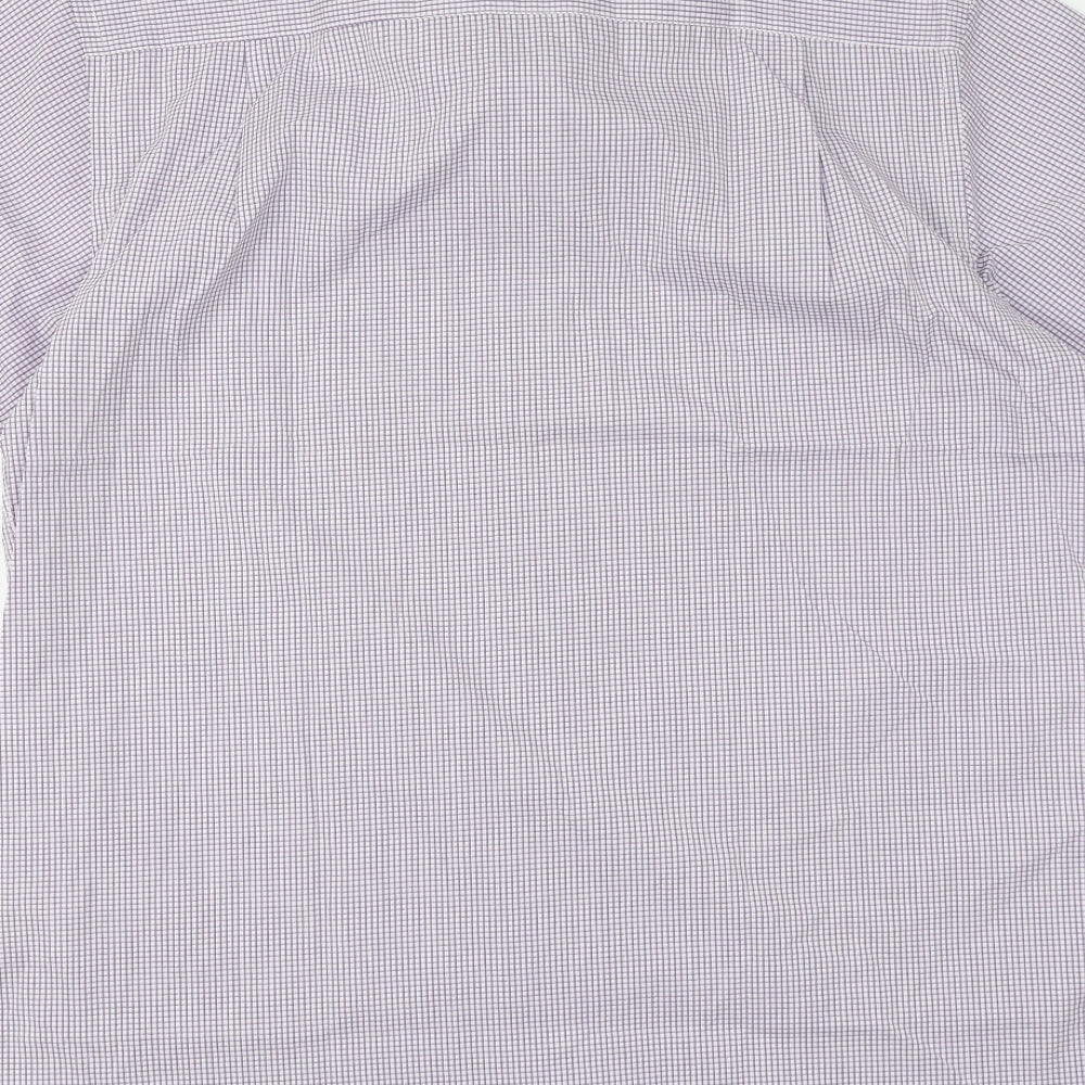 Taylor & Wright Mens Pink Check Polyester Button-Up Size 16 Collared Button