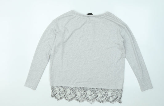 F&F Womens Grey Round Neck Viscose Pullover Jumper Size 8
