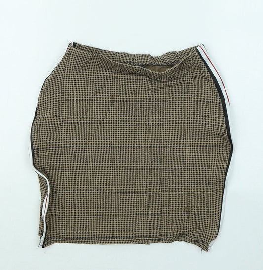 PRETTYLITTLETHING Womens Gold Geometric Viscose Mini Skirt Size 6