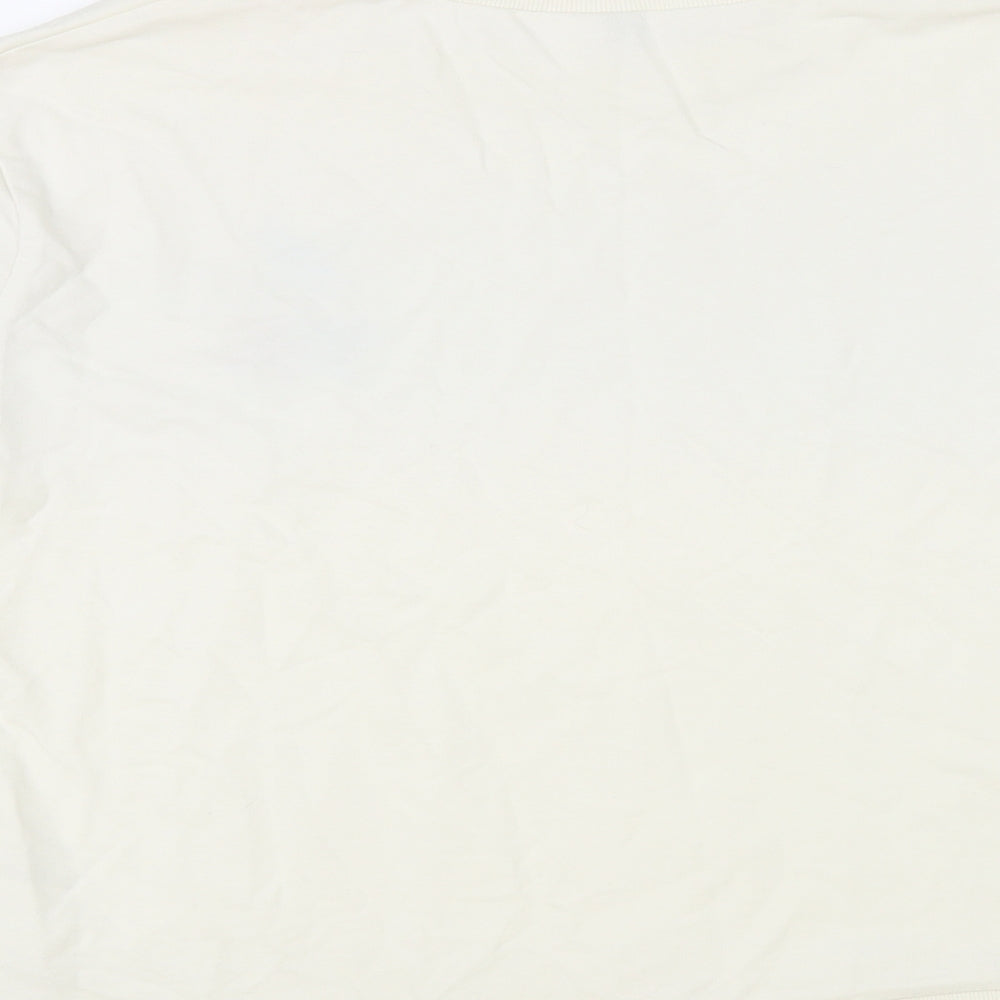 H&M Womens Ivory Cotton Pullover Sweatshirt Size M - No Bad Vibes